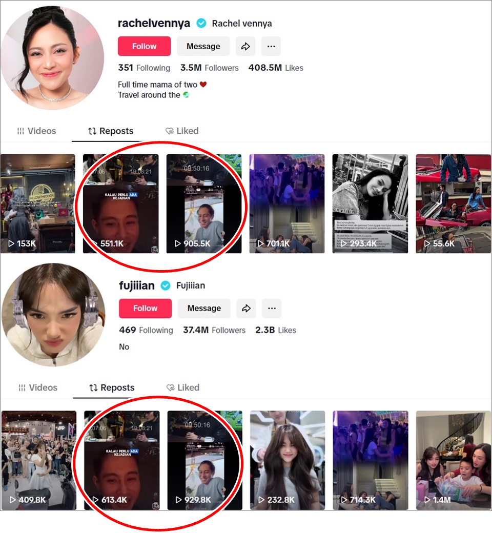 Rachel Vennya dan Fuji Kompak Repost Video Pengakuan DJ Panda